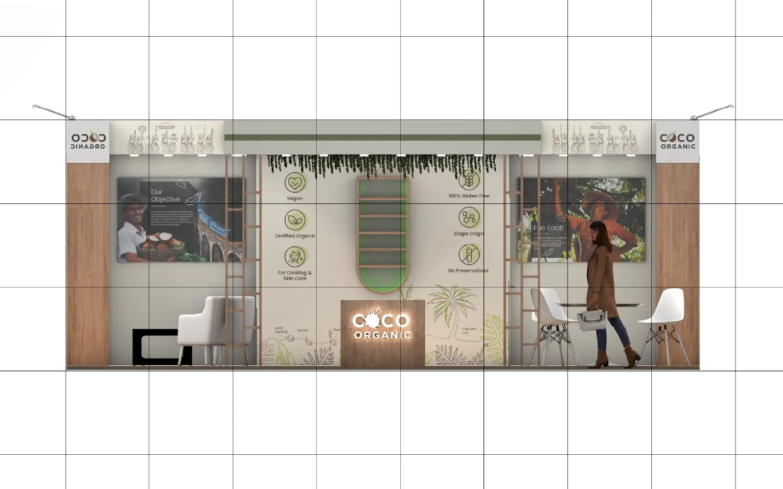 Kreative Messeplanung für 25m² Standfläche - Cocos Organic Projekt