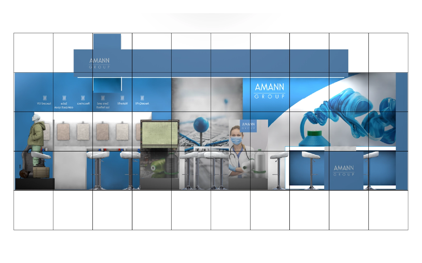 Modernes Messestand Konzept für AMANN - Perspektive 3D Planung